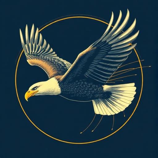 Bald eagle diving at high speed
