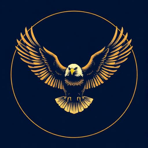 Bald eagle with wings fully outstretched